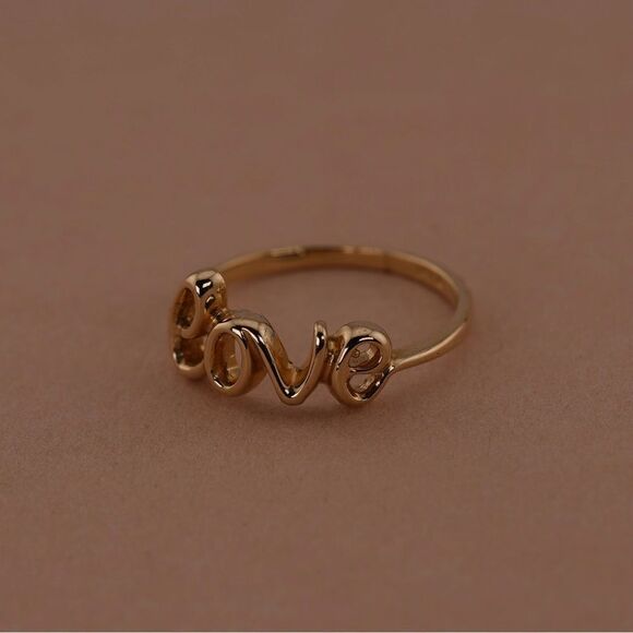 14k Real Gold Love Ring | Fancy Love Ring | Real Gold Everyday Ring | - Picture 3 of 10